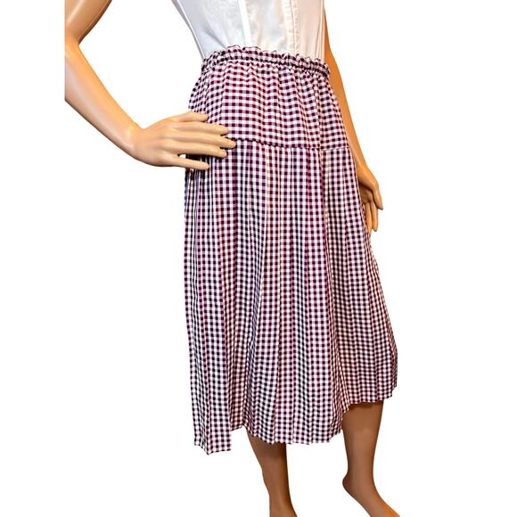 VTG Purple Gingham Tiered Midi Skirt Small Cottagecore Coastal Grandma Peasant - Picture 4 of 9